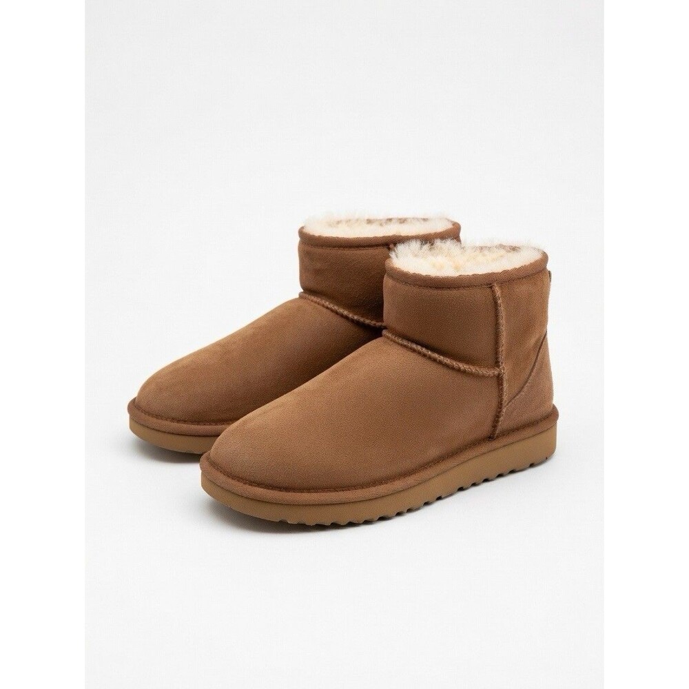 UGG Faux Fur Lined Ankle Boots Women’s Size 9 Brown Suede Shoes Sheepskin